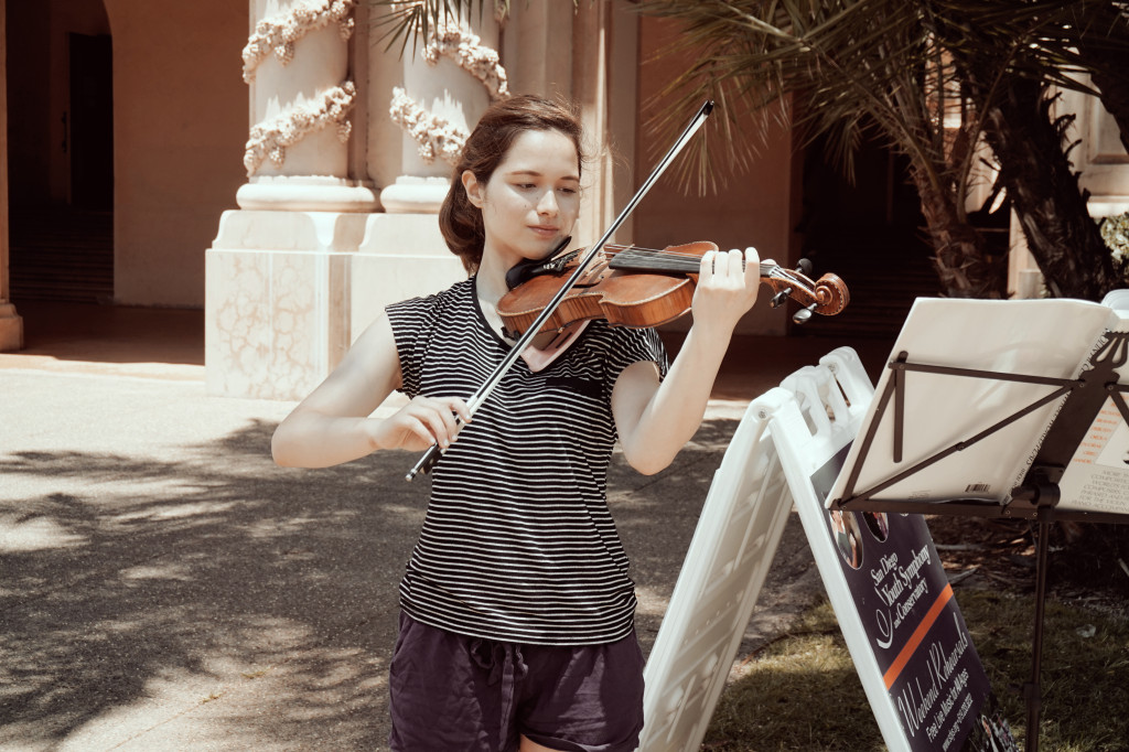violinist in balboa park, san diego