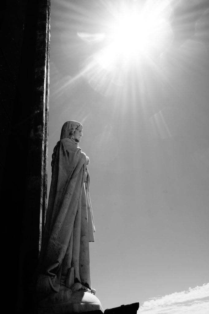 faial island religious black and white azores portugal statue